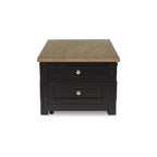 Signature Design by Ashley Drazmine Table basse relevable bicolore avec tiroirs de rangement et roulettes, Marron
