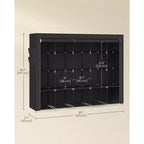 SONGMICS Armoire de Rangement Portable, Penderie de Vêtements avec Housse, 5 Tiges de Suspension et Étagères, 4 Poches Latérales, 211 x 45 x 167 cm Noir Encre