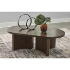 Table basse ovale Ashley Korestone Mid-Century Signature Design, Brun foncé