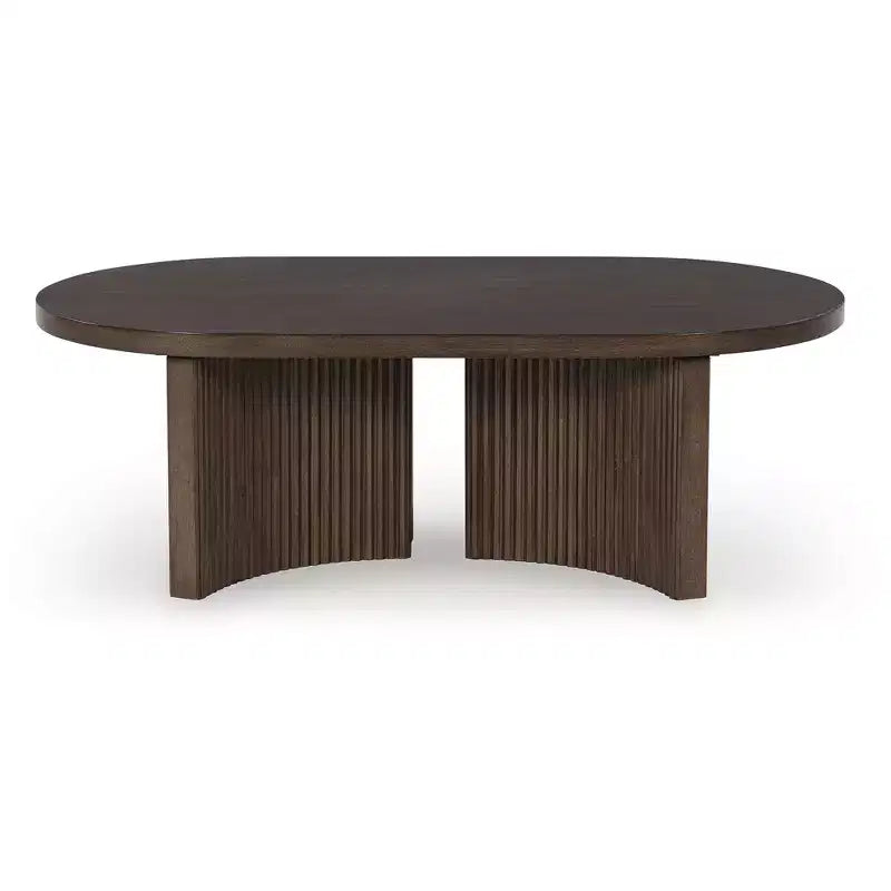 Table basse ovale Ashley Korestone Mid-Century Signature Design, Brun foncé