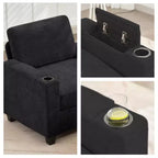 Fauteuil de rangement Hyleory en chenille avec pouf, Fauteuil capitonné confortable avec accoudoirs pour salon ou chambre à coucher