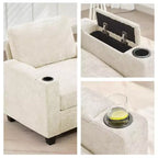 Fauteuil de rangement Hyleory en chenille avec pouf, Fauteuil capitonné confortable avec accoudoirs pour salon ou chambre à coucher
