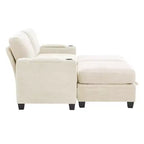 Fauteuil de rangement Hyleory en chenille avec pouf, Fauteuil capitonné confortable avec accoudoirs pour salon ou chambre à coucher
