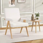 Fauteuil d'appoint moderne du milieu du siècle Costway 1/2 pièce avec cadre en bois d'hévéa massif et accoudoirs rembourrés
