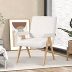 Fauteuil d'appoint moderne du milieu du siècle Costway 1/2 pièce avec cadre en bois d'hévéa massif et accoudoirs rembourrés