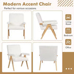 Fauteuil d'appoint moderne du milieu du siècle Costway 1/2 pièce avec cadre en bois d'hévéa massif et accoudoirs rembourrés