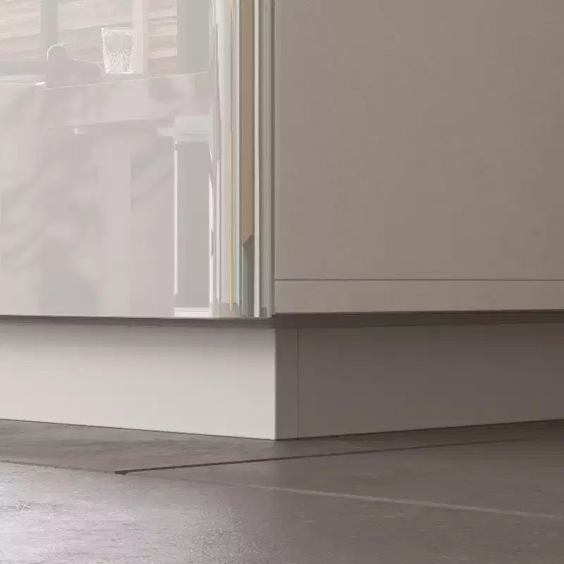 Meuble TV moderne Famapy brillant avec tiroirs et bande lumineuse inférieure.