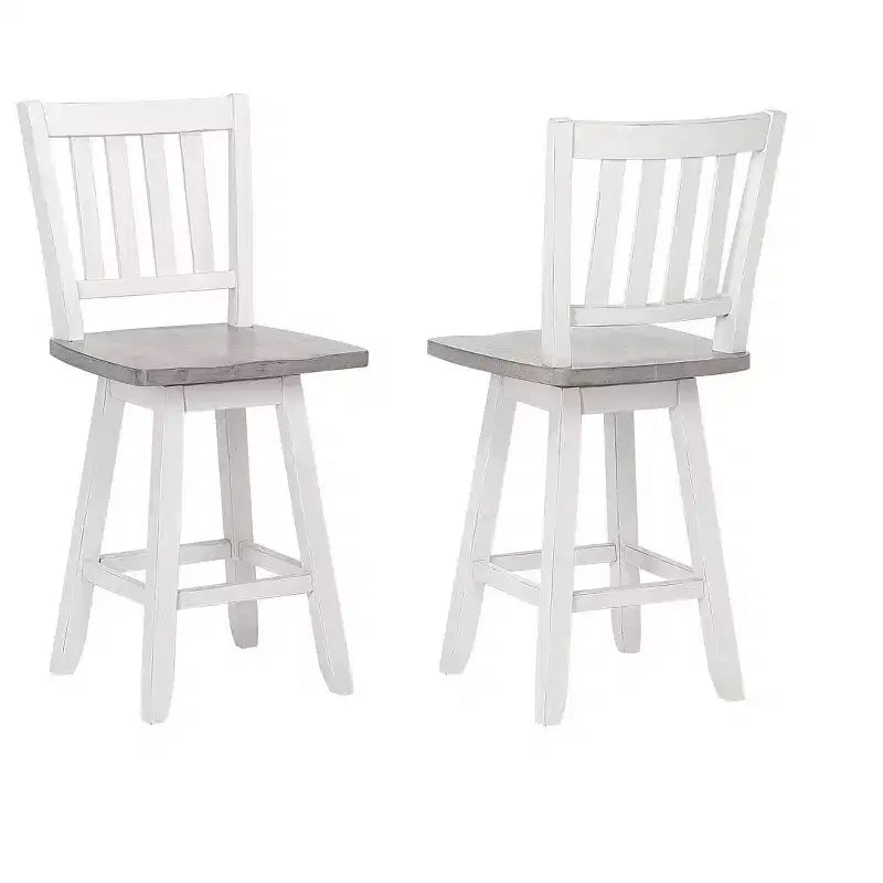 Kings Brand Furniture Gwinn Counter Height Swivel Stool, Set of 2, White/Wash Gray