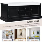 Banc de rangement Whisen de style classique avec 2 tiroirs, 2 placards et coussin amovible