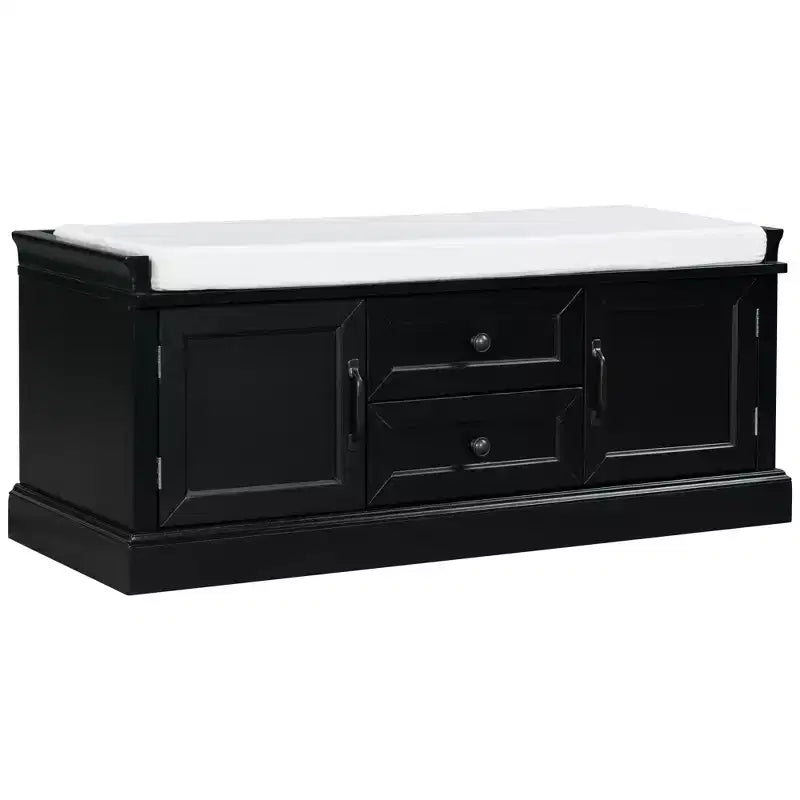 Banc de rangement Whisen de style classique avec 2 tiroirs, 2 placards et coussin amovible