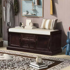 Banc de rangement Whisen de style classique avec 2 tiroirs, 2 placards et coussin amovible