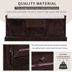 Banc de rangement Whisen de style classique avec 2 tiroirs, 2 placards et coussin amovible