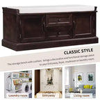 Banc de rangement Whisen de style classique avec 2 tiroirs, 2 placards et coussin amovible