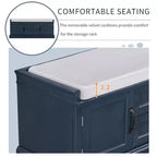 Banc de rangement Whisen de style classique avec 2 tiroirs, 2 placards et coussin amovible