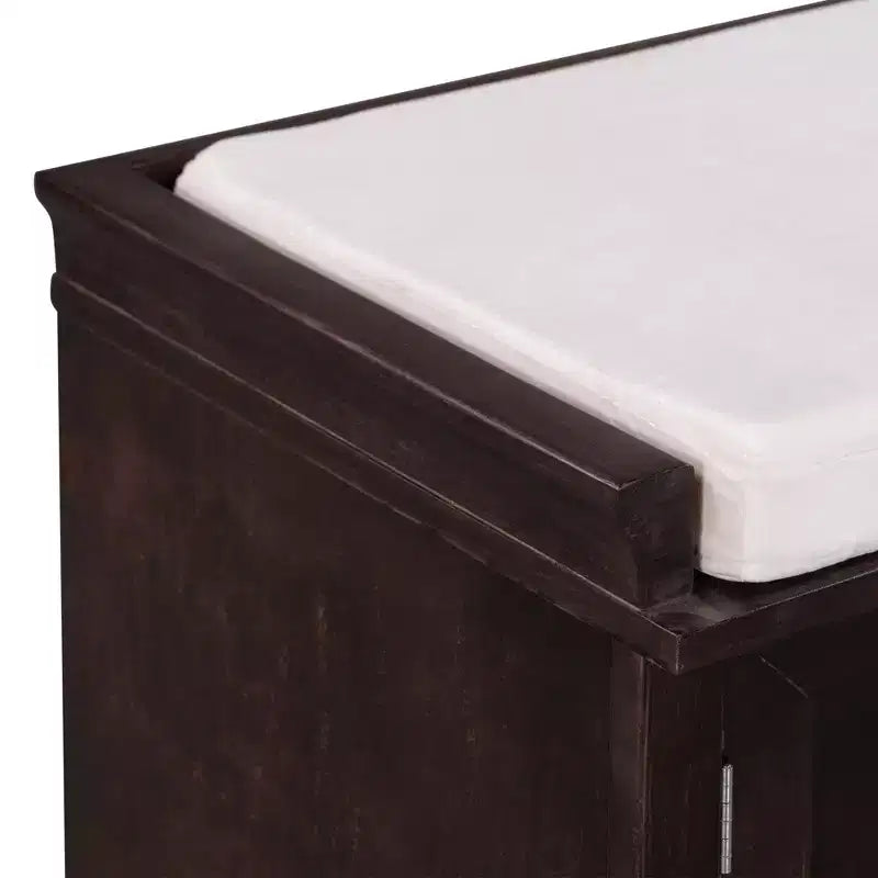 Banc de rangement Whisen de style classique avec 2 tiroirs, 2 placards et coussin amovible