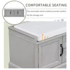 Banc de rangement Whisen de style classique avec 2 tiroirs, 2 placards et coussin amovible