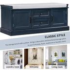 Banc de rangement Whisen de style classique avec 2 tiroirs, 2 placards et coussin amovible