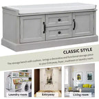 Banc de rangement Whisen de style classique avec 2 tiroirs, 2 placards et coussin amovible