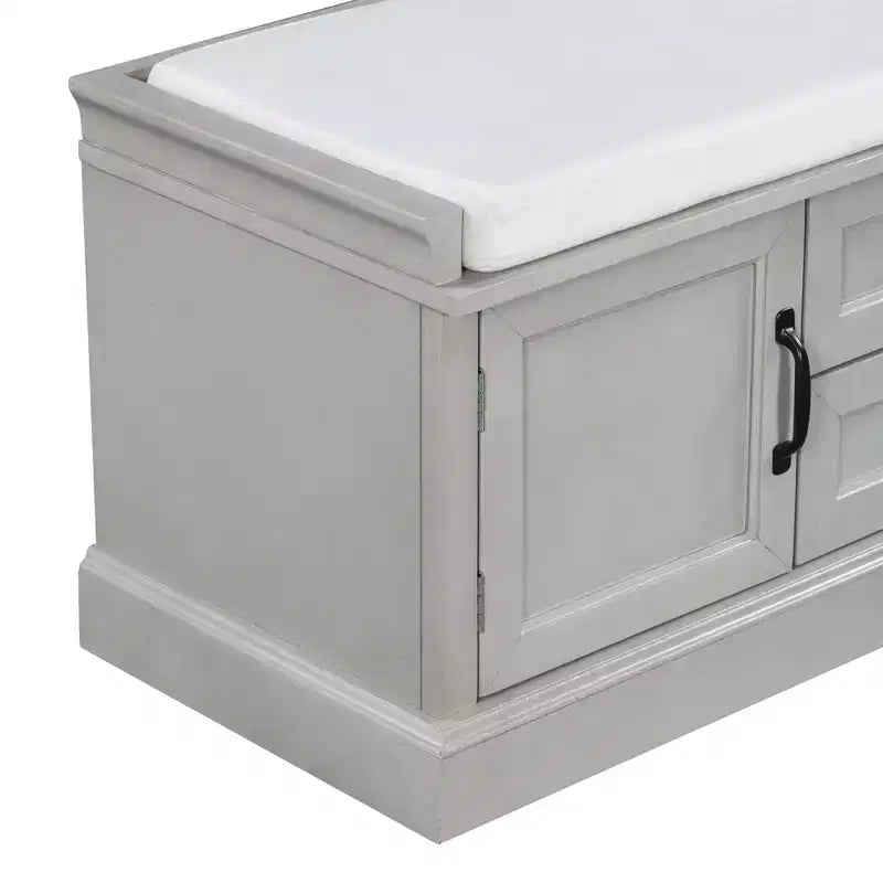 Banc de rangement Whisen de style classique avec 2 tiroirs, 2 placards et coussin amovible