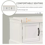 Banc de rangement Whisen de style classique avec 2 tiroirs, 2 placards et coussin amovible
