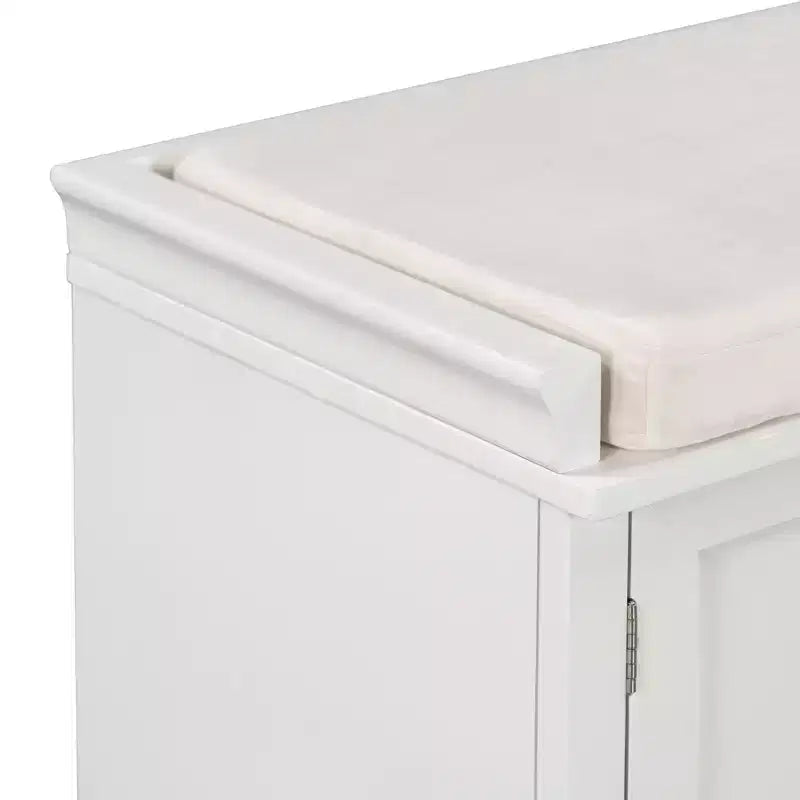 Banc de rangement Whisen de style classique avec 2 tiroirs, 2 placards et coussin amovible
