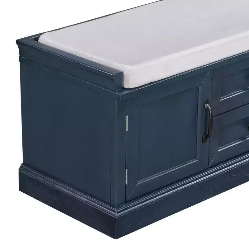 Banc de rangement Whisen de style classique avec 2 tiroirs, 2 placards et coussin amovible