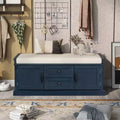 Whisen Classic Style Storage Bench with 2-Drawers,2-Cabinets and Removable Cushion