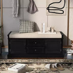 Banc de rangement Whisen de style classique avec 2 tiroirs, 2 placards et coussin amovible