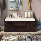 Banc de rangement Whisen de style classique avec 2 tiroirs, 2 placards et coussin amovible