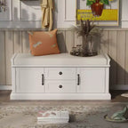 Banc de rangement Whisen de style classique avec 2 tiroirs, 2 placards et coussin amovible