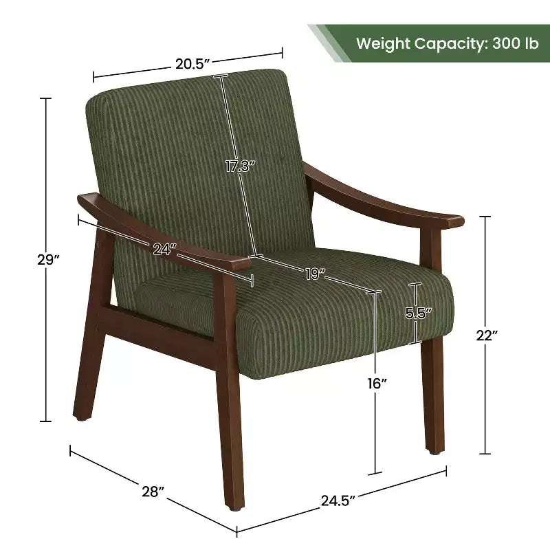 Fauteuil d'appoint Yaheetech en velours côtelé de style scandinave pour salon et chambre à coucher
