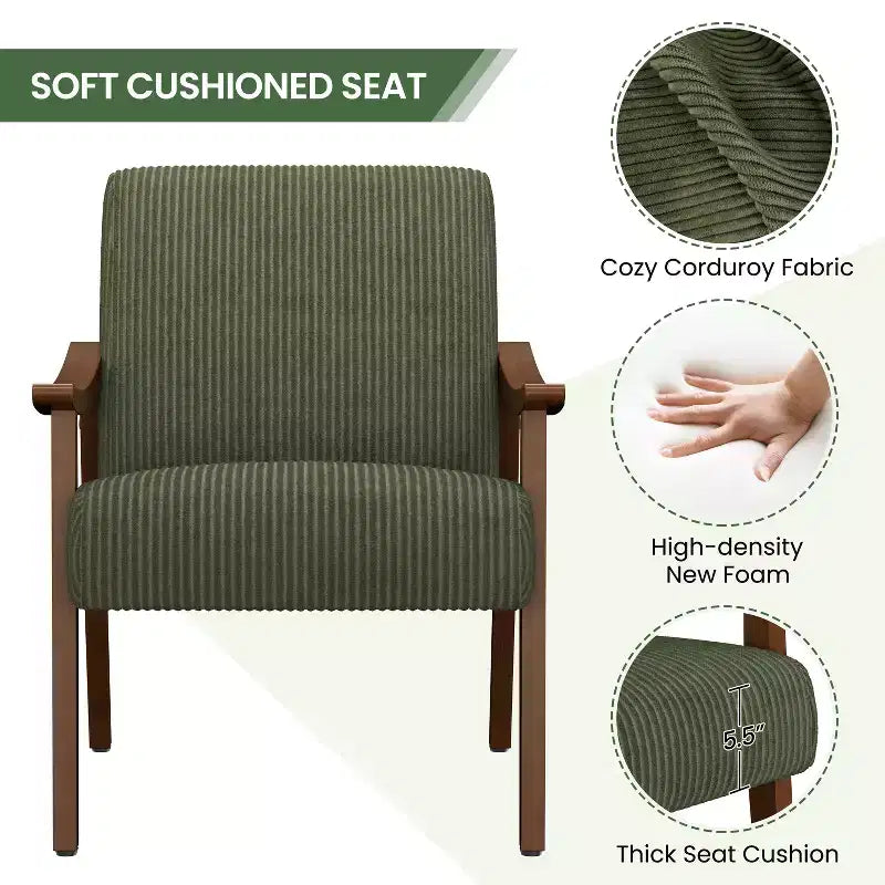 Fauteuil d'appoint Yaheetech en velours côtelé de style scandinave pour salon et chambre à coucher