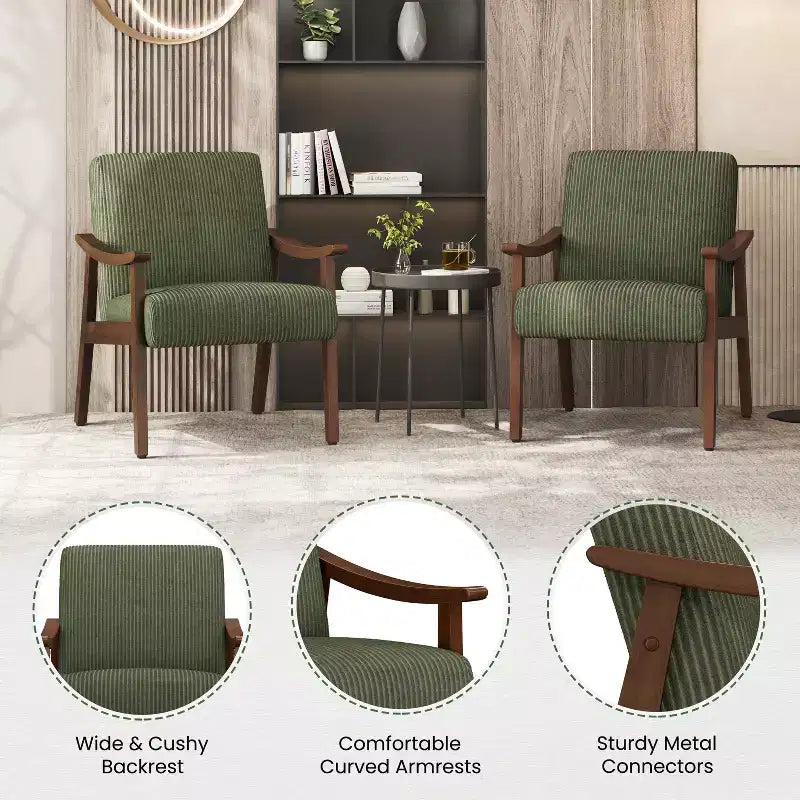 Fauteuil d'appoint Yaheetech en velours côtelé de style scandinave pour salon et chambre à coucher