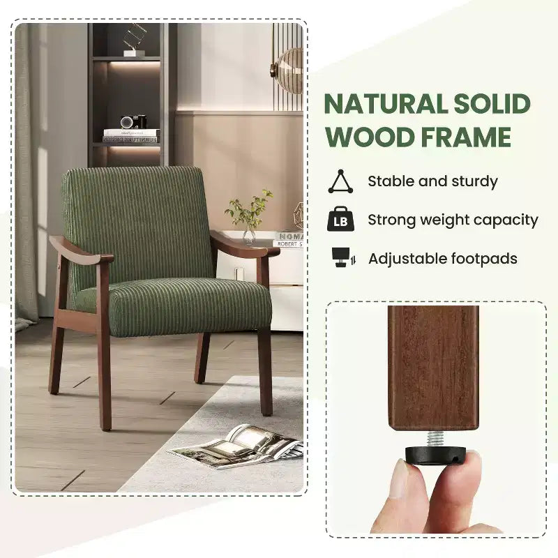 Fauteuil d'appoint Yaheetech en velours côtelé de style scandinave pour salon et chambre à coucher