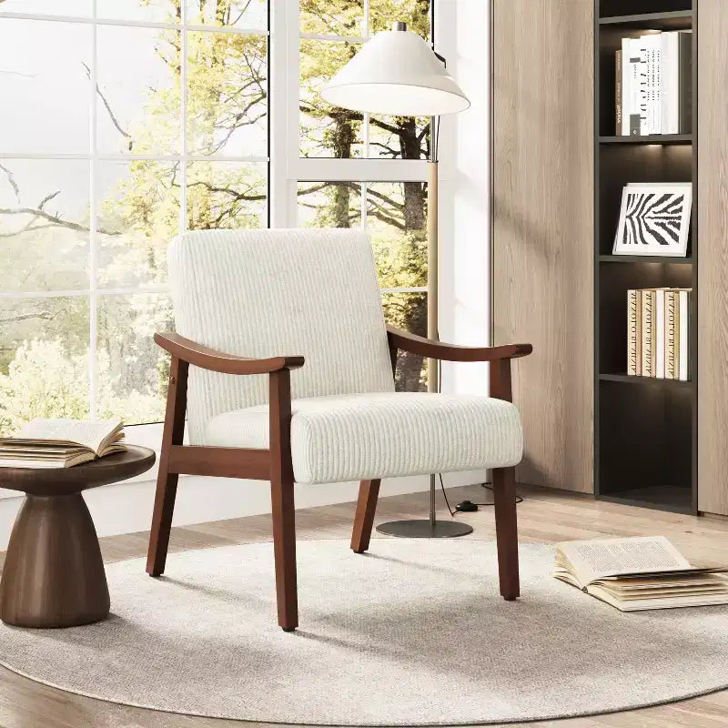 Fauteuil d'appoint Yaheetech en velours côtelé de style scandinave pour salon et chambre à coucher