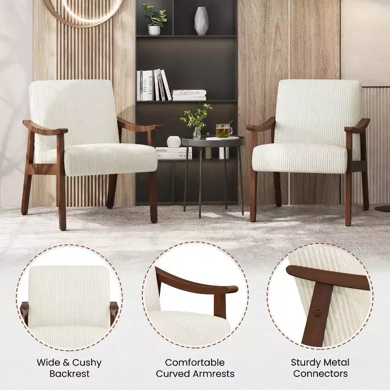 Fauteuil d'appoint Yaheetech en velours côtelé de style scandinave pour salon et chambre à coucher