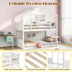 Lit superposé Costway pour enfants, avec toit, fenêtre verrouillable, boîte de rangement et lattes en bois