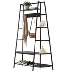 Meuble Kings Brand – Banc d'entrée avec rangement et étagère – Banc d'entrée avec crochets de rangement pour chaussures et porte-manteau avec étagère – Étain