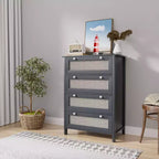 HYLEORY Commode pour chambre à coucher, commode de 69,9 cm de largeur avec 4 tiroirs, commode moderne, commode grande capacité, armoire de rangement pour chambre à coucher, couloir