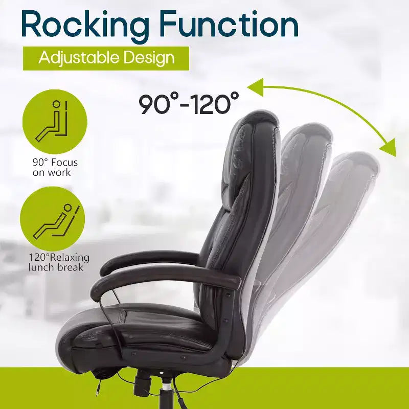 BestMassage Chaise de bureau grande taille avec capacité de poids de 227 kg et revêtement en cuir PU, chaise de bureau informatique pour personnes fortes