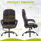 BestMassage Chaise de bureau grande taille avec capacité de poids de 227 kg et revêtement en cuir PU, chaise de bureau informatique pour personnes fortes