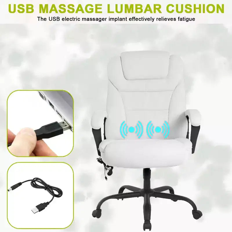 BestMassage Chaise de bureau grande taille avec capacité de poids de 227 kg et revêtement en cuir PU, chaise de bureau informatique pour personnes fortes