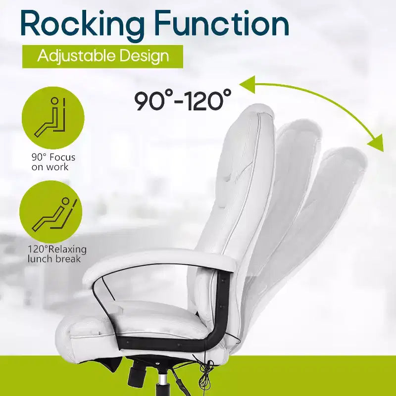 BestMassage Chaise de bureau grande taille avec capacité de poids de 227 kg et revêtement en cuir PU, chaise de bureau informatique pour personnes fortes