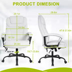 BestMassage Chaise de bureau grande taille avec capacité de poids de 227 kg et revêtement en cuir PU, chaise de bureau informatique pour personnes fortes
