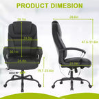 BestMassage Chaise de bureau grande taille avec capacité de poids de 227 kg et revêtement en cuir PU, chaise de bureau informatique pour personnes fortes
