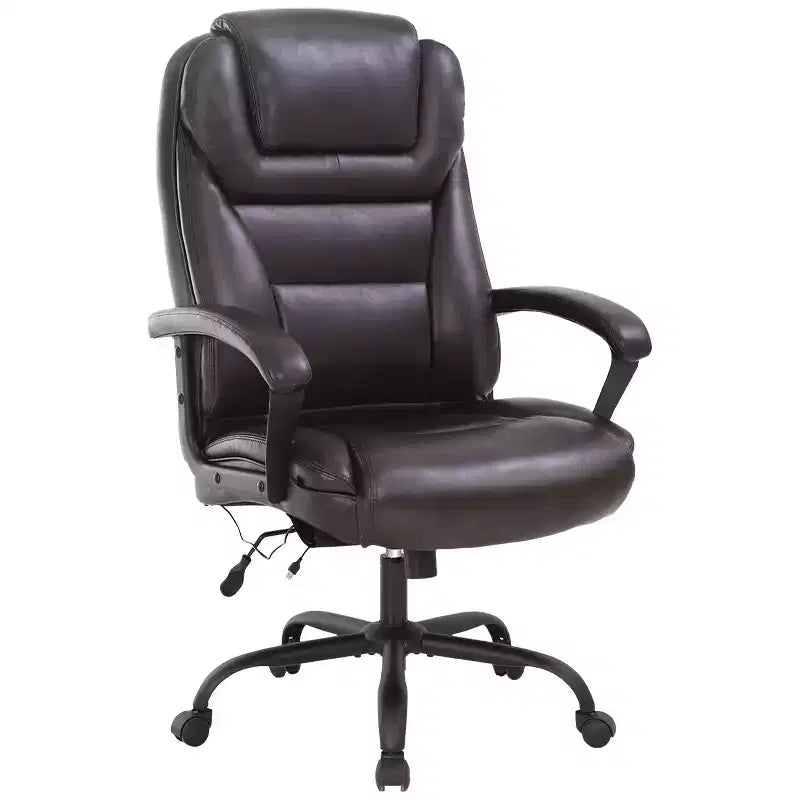 BestMassage Chaise de bureau grande taille avec capacité de poids de 227 kg et revêtement en cuir PU, chaise de bureau informatique pour personnes fortes