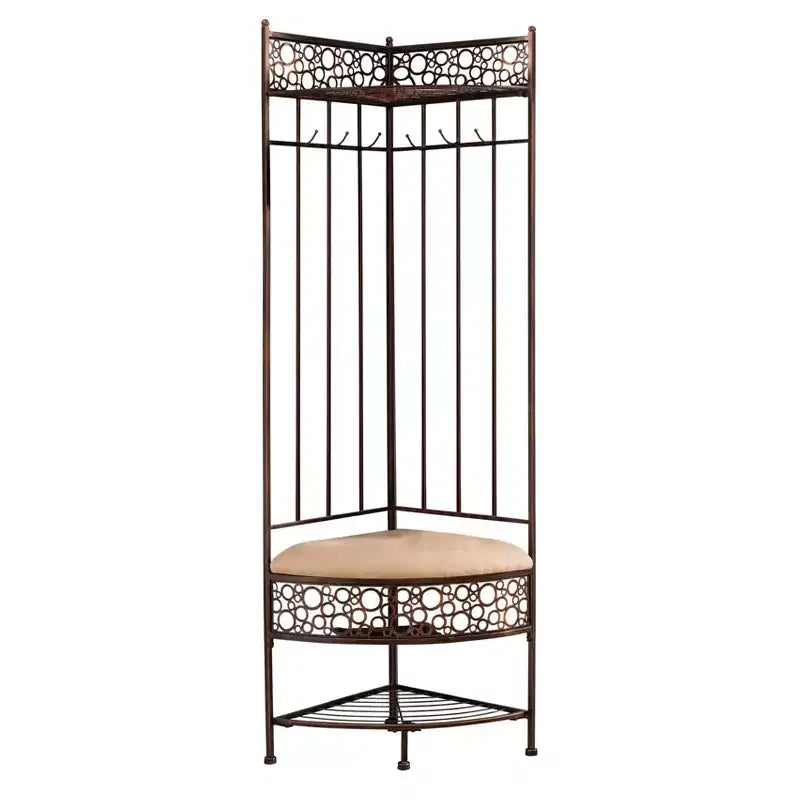 Banc de rangement Salini en métal pour entrée/couloir avec porte-manteau Kings Brand Furniture