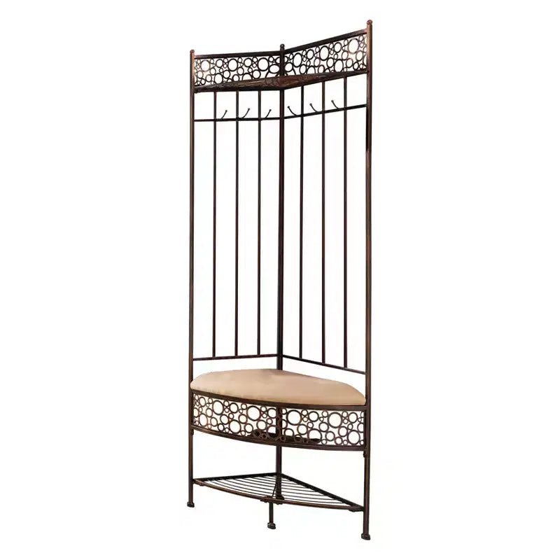 Banc de rangement Salini en métal pour entrée/couloir avec porte-manteau Kings Brand Furniture