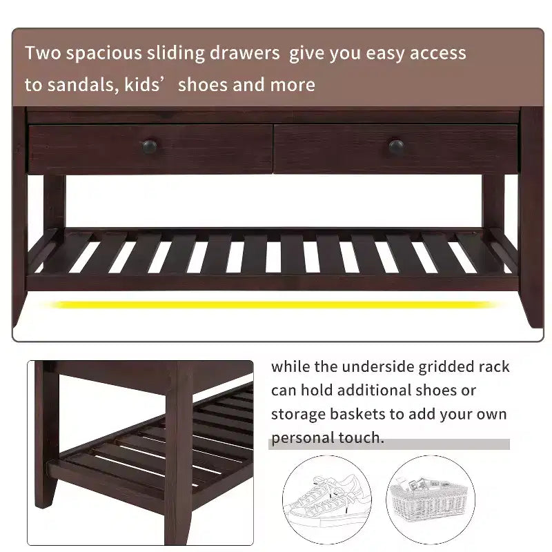 Banc de rangement multifonction Whisen pour entrée avec coussin amovible et tiroirs