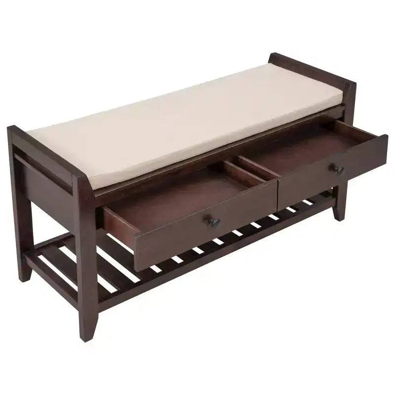 Banc de rangement multifonction Whisen pour entrée avec coussin amovible et tiroirs